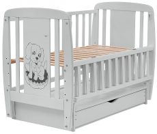 Дитяче ліжко Babyroom Dog маятник, ящик, відкидний бік DSMYO-3 бук grey